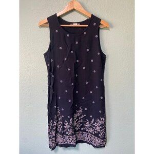 Vintage Notations Clothing Co Women's‎ Navy Floral Short Sleeveless Dress Large